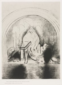 The Apocalypse of Saint John: Og jeg så i høyre hånd av ham som satt på tronen ..., 1899. av Odilon Redon