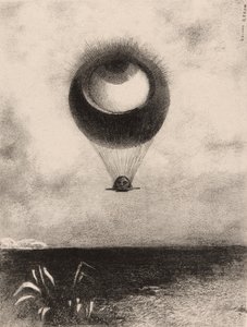 The Eye, Like a Strange Balloon Moves Towards Infinity, plate en fra To Edgar Poe av Odilon Redon