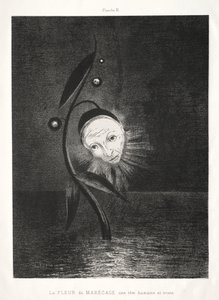 Myrblomsten, et trist menneskehode av Odilon Redon