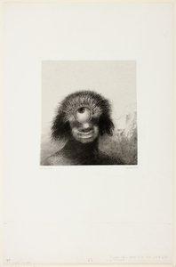 The Mishapen Polyp Floated on the Shores, en slags smilende og heslige kykloper, plate 3 av 8 fra "Les Origines" av Odilon Redon