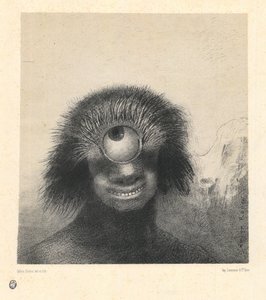 The Mishapen Polyp Floated on the Shores, en slags smilende og heslige kykloper, fra serien "Les Origines" av Odilon Redon