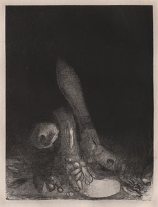 The Temptation of St. Anthony: Flowers Fall and the Head of a Python Appears, 1896. av Odilon Redon