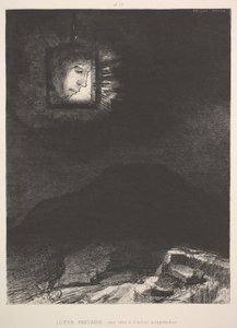 Det vage glimtet av et hode hengende i verdensrommet, 1891. av Odilon Redon
