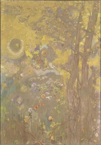 Trær på gul bakgrunn, 1901 av Odilon Redon
