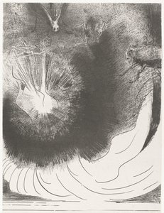 Ut de himmel viel en stor ster og en stor stjerne falt fra himmelen og brenner som en fakkel (tittel på objekt) Apocalypse of Saint John (serietittel) Openbaring van Johannes (serietittel) av Odilon Redon