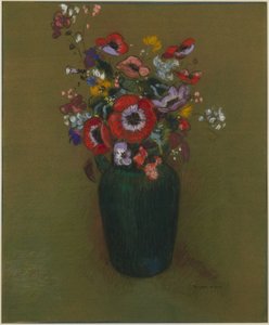 Vase med blomster av Odilon Redon