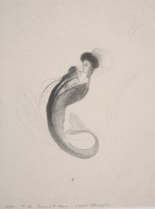 Kvinne som bærer en toque og en havfruehale av Odilon Redon