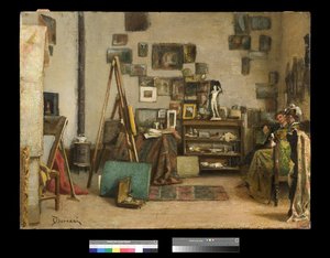 Besøk på malerstudiet, 1865-75