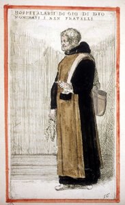 Religiøs orden: Hospital Brothers of Saint John of God. 1500-talls gravering. Ifølge O. Fialetti.