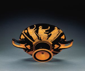 Attic rødfigur kylix, ca. 470 f.Kr. (terrakotta) (se også 2636771-2) av Oedipus Painter (attr. to)