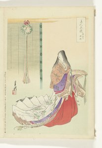 Heian ventedame Sammenligninger mellom skjønnheter og blomster (serietittel) Bijin hana kurabe (serietittel på objekt) av Ogata Gekko