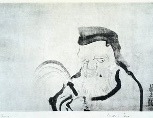 Portrett av gammel mann, tegning av Ogata Korin (1658-1716), blekk på silke, japansk sivilisasjon, Edo-perioden av Ogata Korin