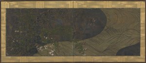 Rennende vann, høstgress og blomster, Edo-perioden, slutten av 1600-begynnelsen av 1700-tallet. av Ogata Korin