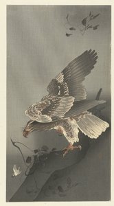 Ørn som lurer etter bytte av Ohara Koson