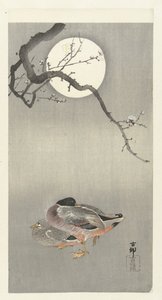 Ender ved fullmåne av Ohara Koson
