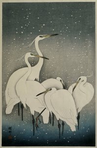 Gruppe av egrets av Ohara Koson