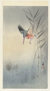 Kingfisher jakt på fisk av Ohara Koson