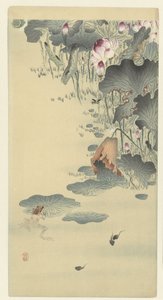 Frosk og rumpetroll av Ohara Koson
