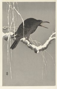 Kråke på snødekt tregren av Ohara Koson