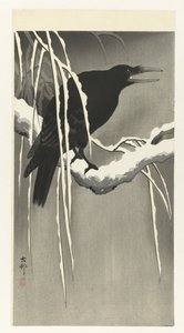 Kråke på snødekt gren av Ohara Koson