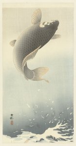hoppende karpe av Ohara Koson