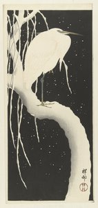 Hegre i snø av Ohara Koson