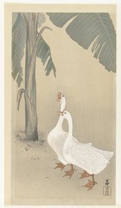To gjess ved banantreet av Ohara Koson