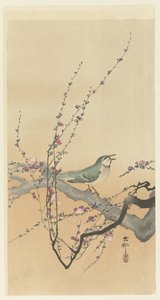 Sangfugl og plommeblomstrer. av Ohara Koson