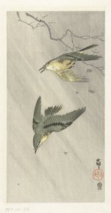 Sangfugler i regnet av Ohara Koson