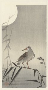 Svart rytter på bambusgren av Ohara Koson