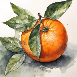 Frisk appelsin i akvarell av Ohkimiko