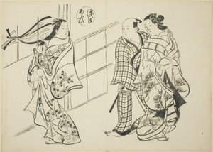 The Aoi Chapter fra "The Tale of Genji" (Genji Aoi), fra en serie Genji-parodier av Okumura Masanobu