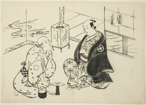Hahakigi-kapittelet fra "The Tale of Genji" (Genji Hahakigi), fra en serie Genji-parodier av Okumura Masanobu