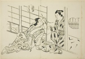 Sakaki-kapittelet fra "The Tale of Genji" (Genji Sakaki), fra en serie Genji-parodier av Okumura Masanobu