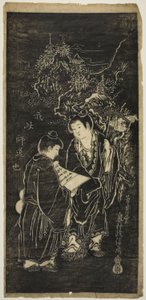 To gutter som de eksentriske munkene Kanzan (kinesisk: Hanshan) og Jittoku (kinesisk: Shide) av Okumura Masanobu