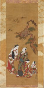 Yukihira og Two Brinemaidens på Suma, 1700-tallet. av Okumura Masanobu