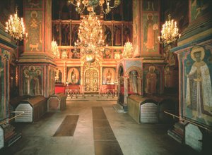 Interiøret i erkeengelen Michael-katedralen i Kreml i Moskva, 1679-1681 av Old Russian Architecture