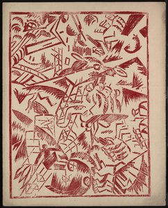 Illustrasjon til boken The War av Aleksey Kruchenykh, 1916 av Olga Rozanova