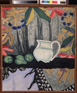 Stilleben. Maleri av Olga Vladimirovna Rozanova (1886-1918), olje på lerret, ca 1910. Russisk kunst, 20. århundre, avantgarde; Statens A. Radischev kunstmuseum, Saratov (Russland).