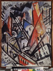 En by. Maleri av Olga Vladimirovna Rozanova (1886-1918), olje på lerret