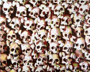 Valais skulls, 2015 (akryl på lerret) av Olivier Morel