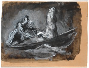 Charons båt. Psyche blir ført over Styx