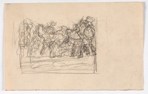 Komposisjonsstudie med mange figurer av Oluf Hartmann