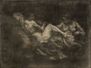 To hekser slåss om et kosteskaft av Oluf Hartmann