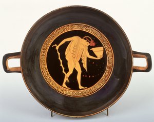 Attic rødfigur kylix, 500–480 f.Kr. (keramikk)
