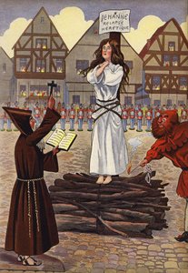 Joan of Arc er i ferd med å bli brent på bålet