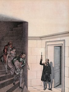 Josephine blir fjernet ned en trapp av Napoleon av Onfray de Breville Job
