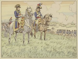 Napoleon og general Louis Desaix i slaget ved Marengo, 24. juni 1800 av Onfray de Breville Job