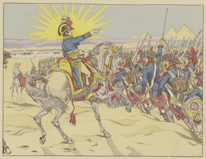 Napoleon inspirerte troppene sine i slaget ved pyramidene, Egypt, 21. juli 1798