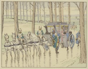 Napoleon møter erkehertuginne Marie-Louise av Østerrike, som han må gifte seg med, 27. mars 1810 av Onfray de Breville Job